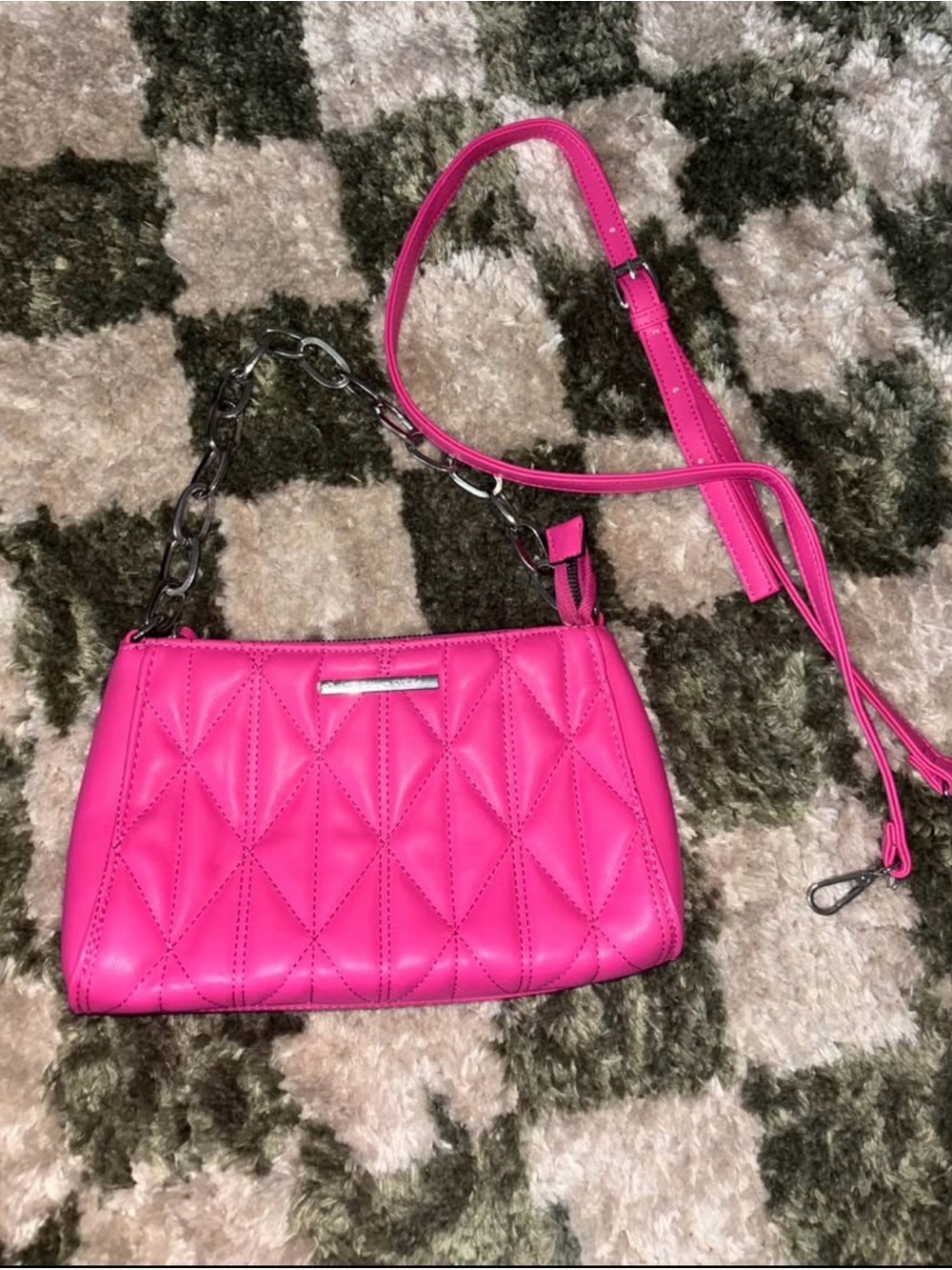 Kendall & Kylie Hot Pink Quilted Crossbody Bag